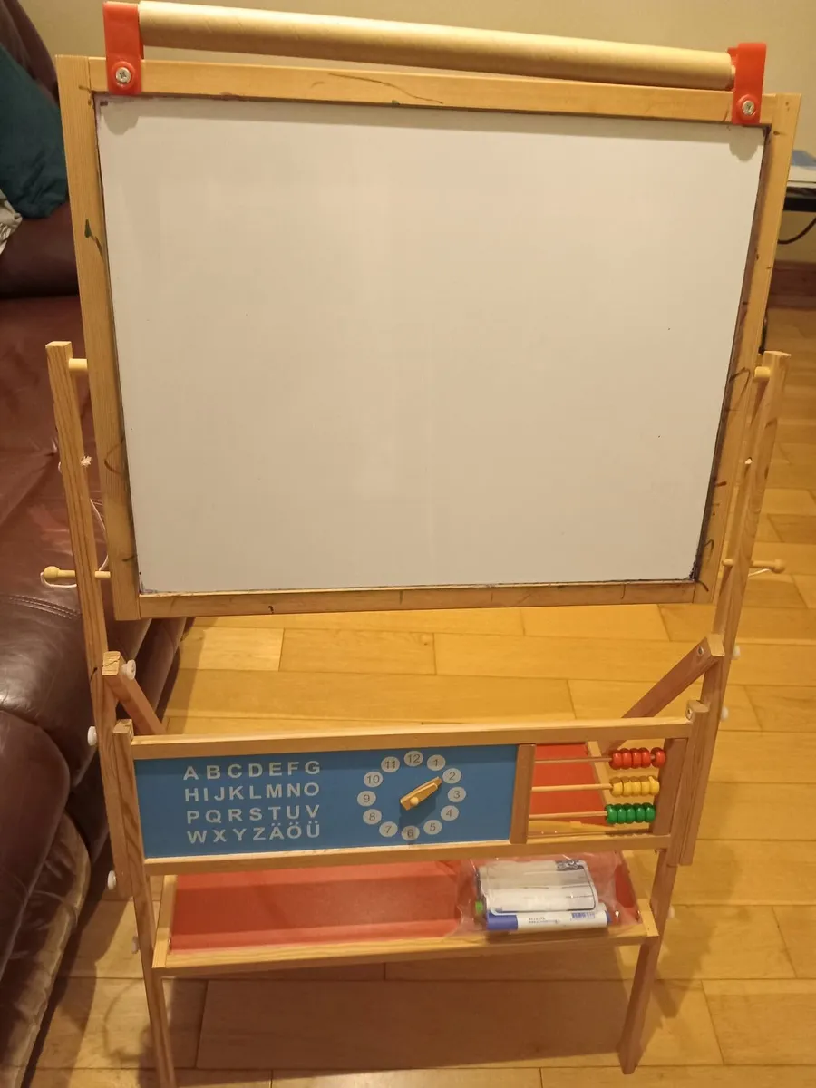 Kidss. Chalk and drawing board and  car seat  in c - Image 1