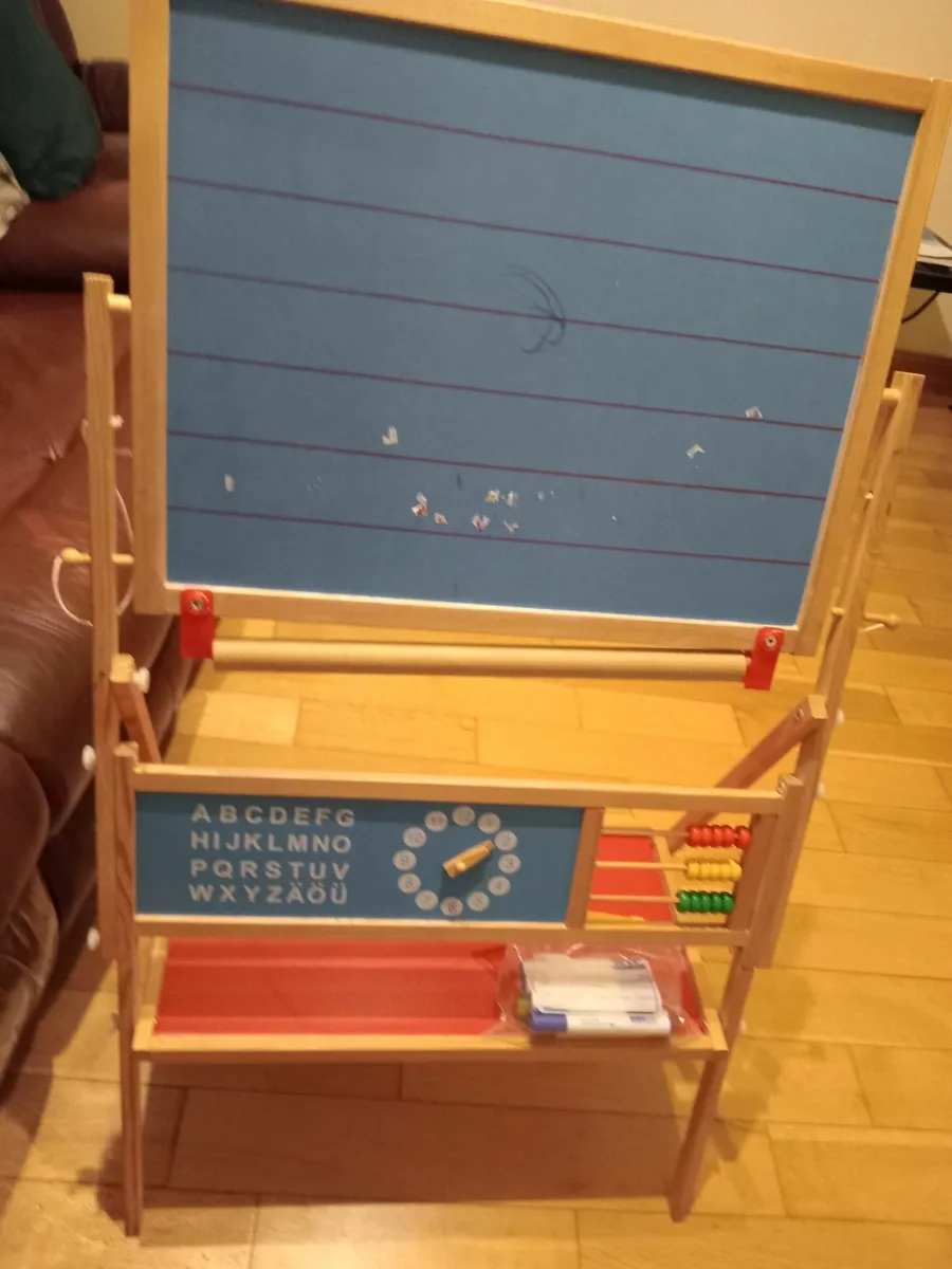 Kidss. Chalk and drawing board and  car seat  in c - Image 2