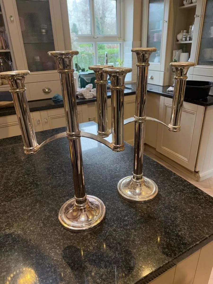 silver candlelabra x 2 - Image 1