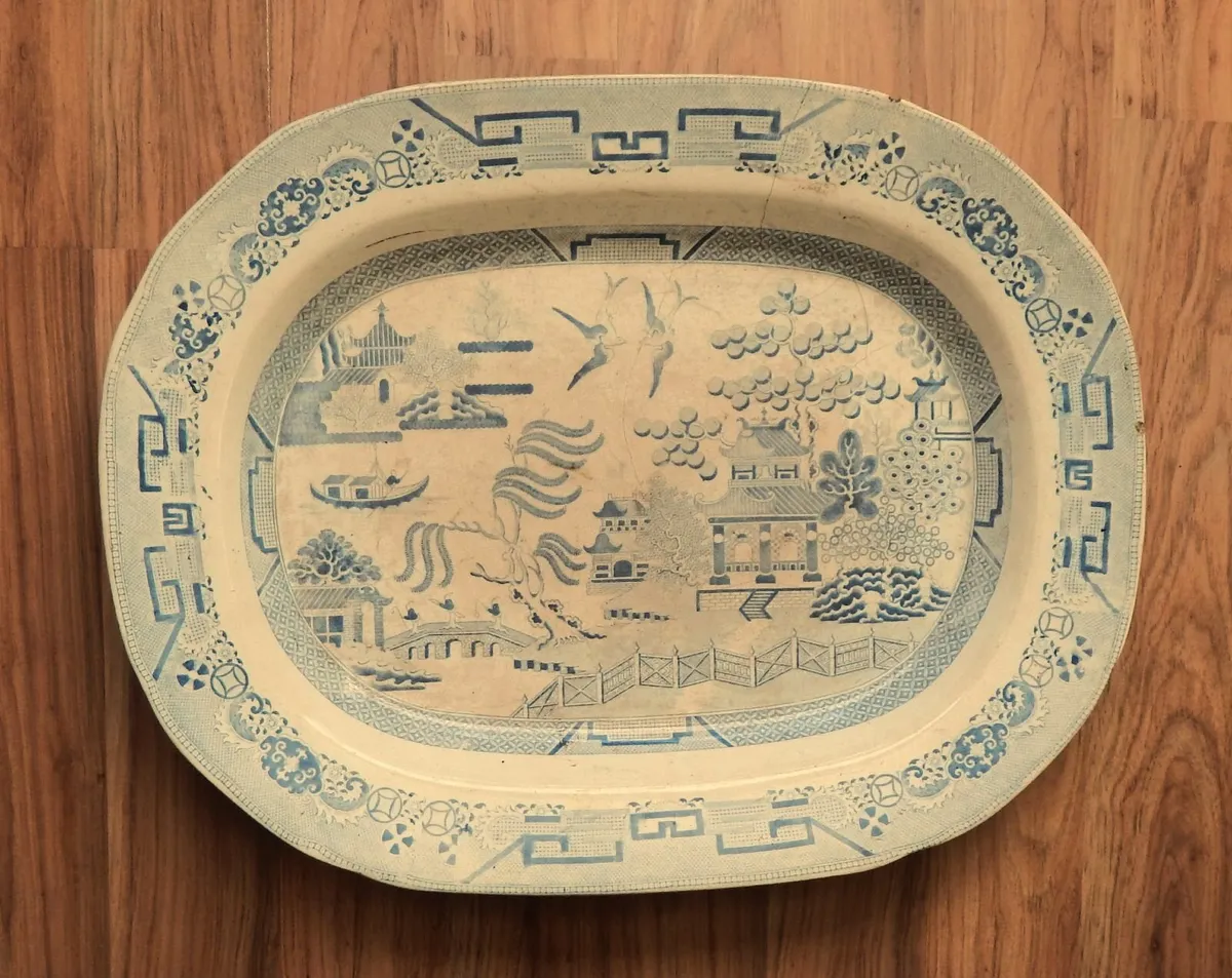 Vintage Large Blue and White Serving Platter - Image 1