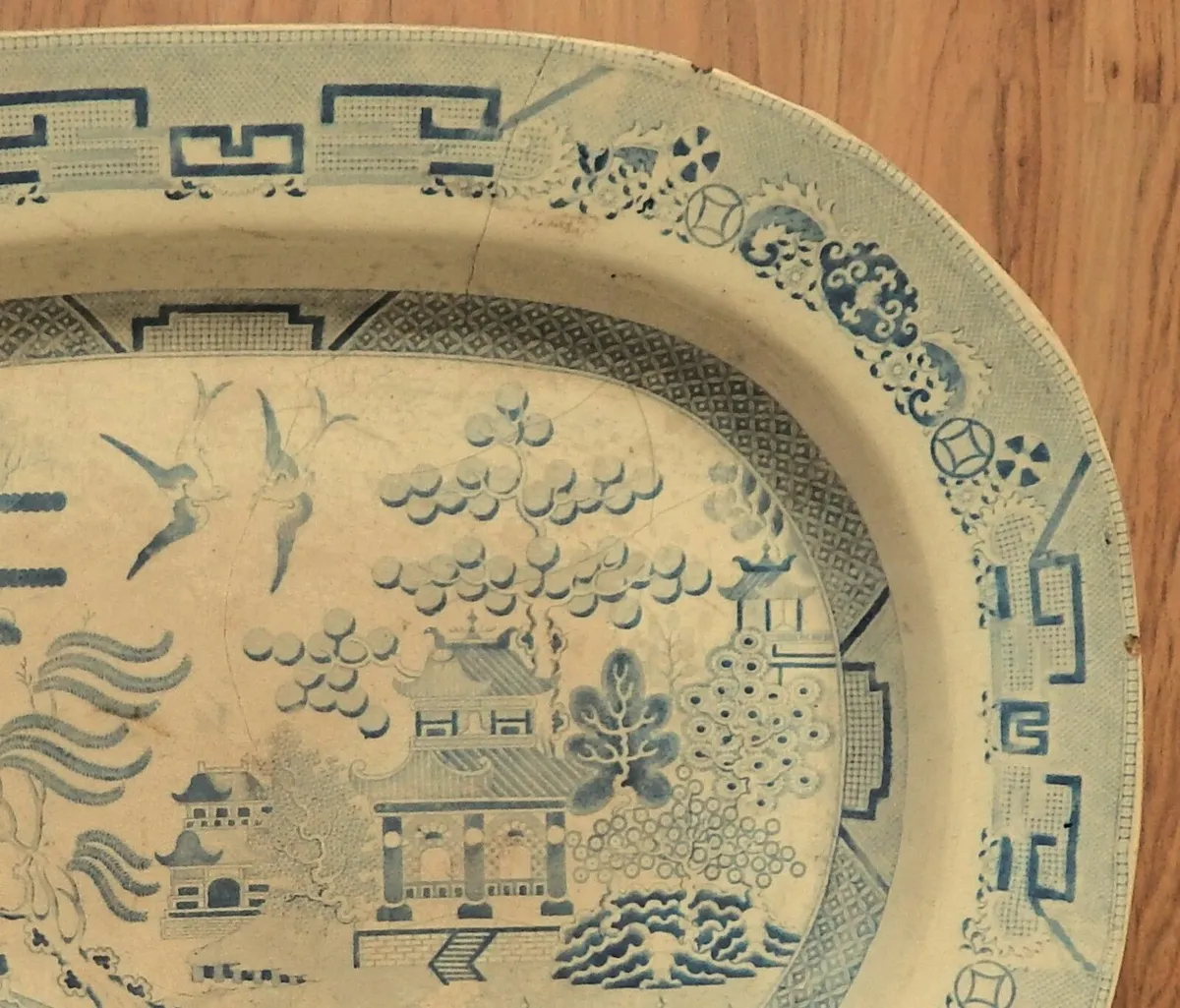 Vintage Large Blue and White Serving Platter - Image 2