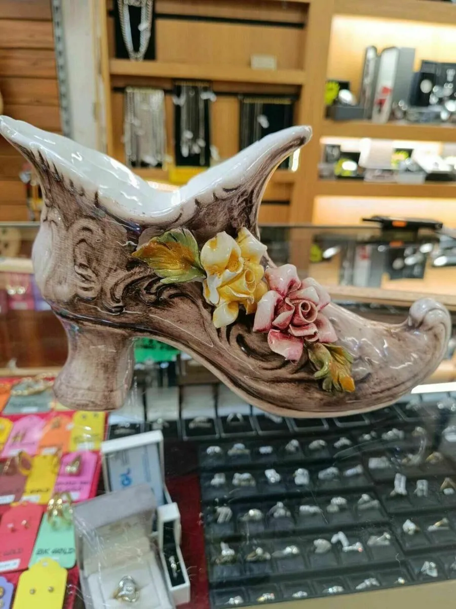 Vintage Capodimonte Porcelain Boot Planter - Image 1