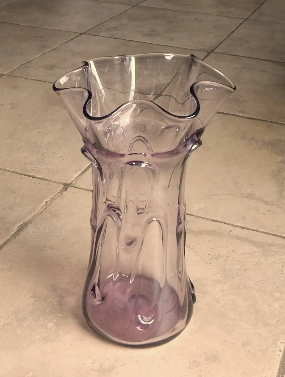 Large Handcrafted Coloured Glass Splash Vase - Image 3