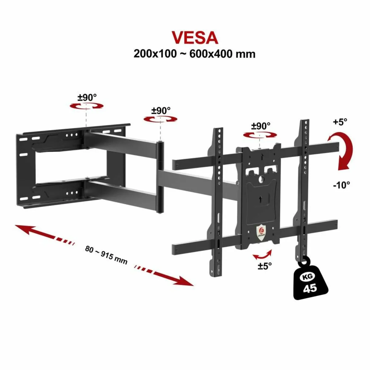 Tv Wall Mount Bracket Tilt Swivel Long Arm 32-70" - Image 1