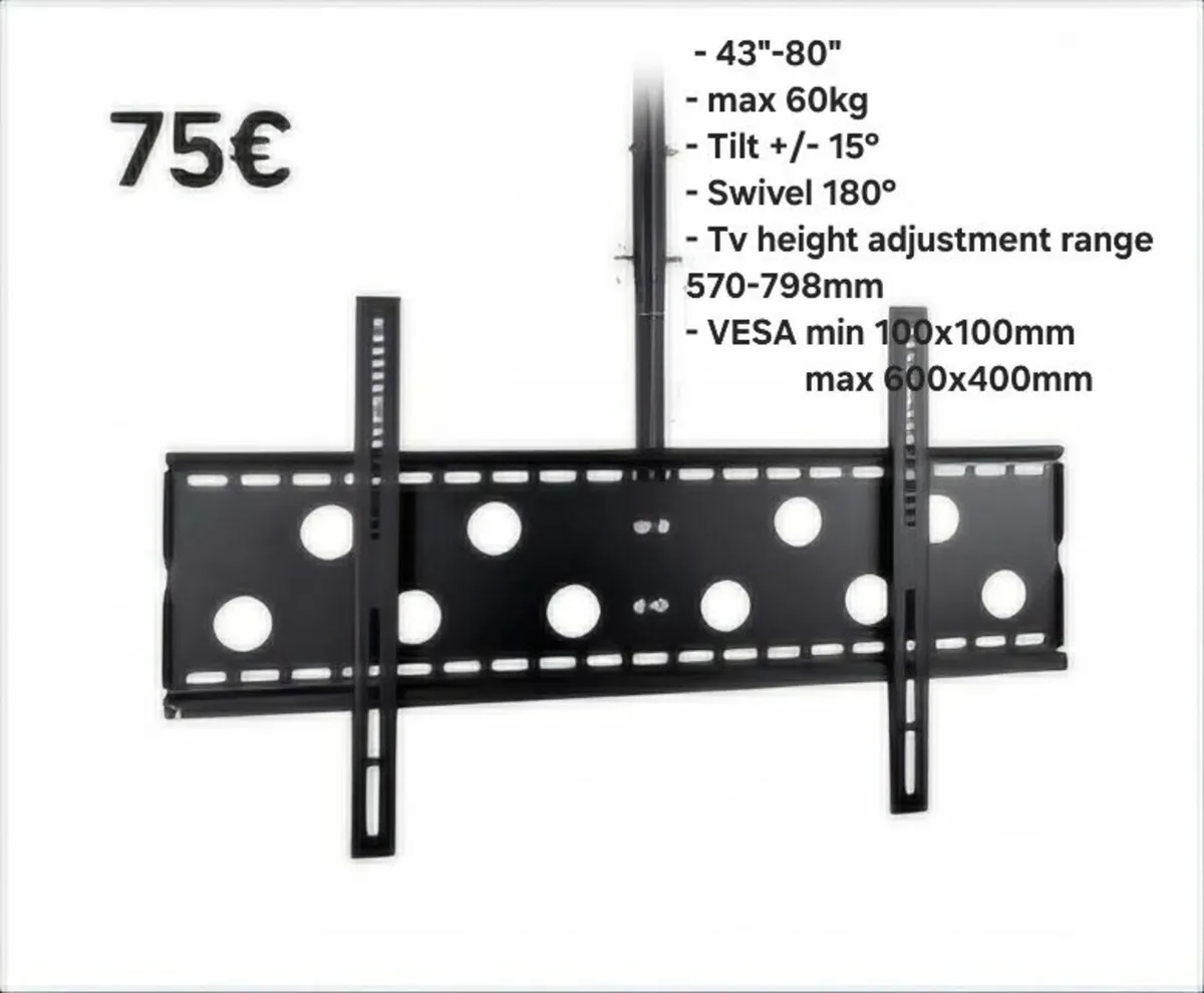 Tv Ceiling Mount Bracket Tilt Swivel 43"-80" - Image 1