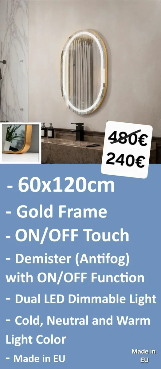 Gold LED Bathroom Mirror