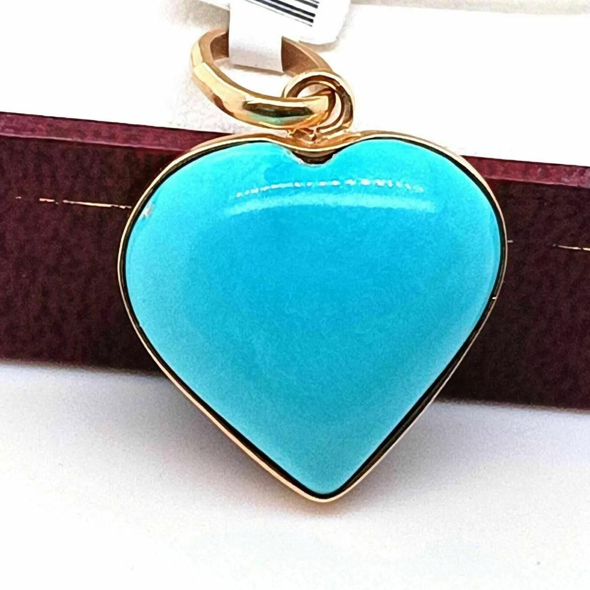 Vintage Turquoise Heart Pendant, 14k Yellow Gold - Image 1