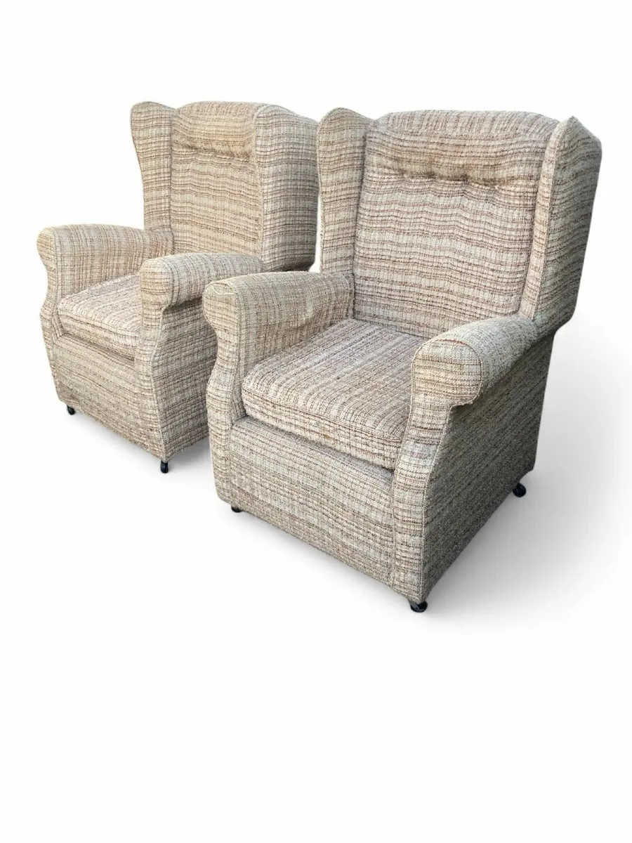 Wing Back Armchairs - Vintage x 2 - Image 2
