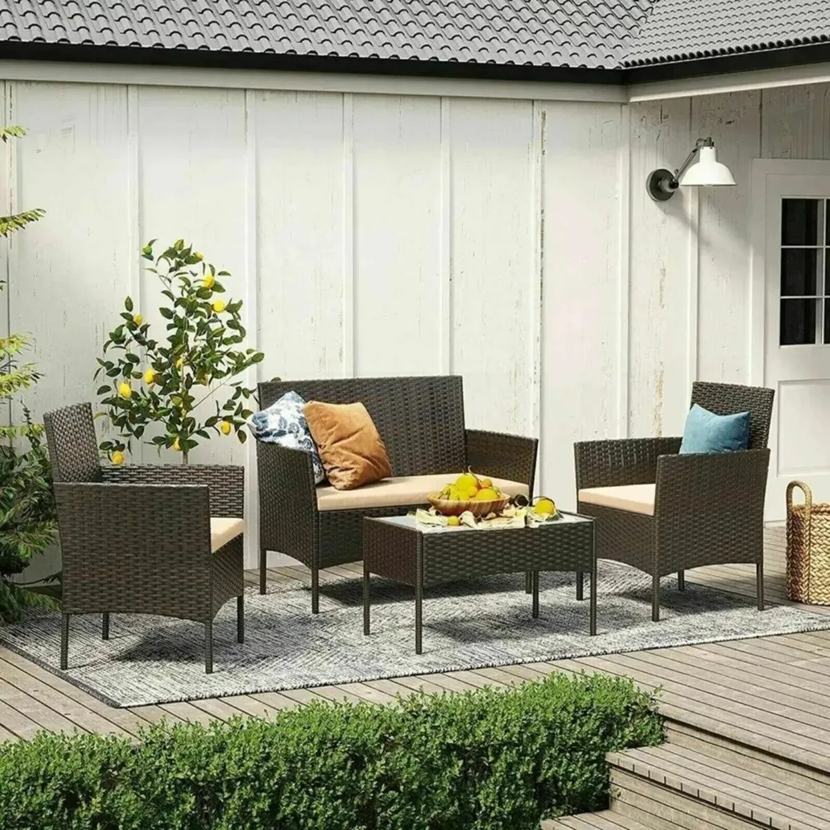 Rattan Garden Furniture Set – 4-Piece Weatherproof - Image 4