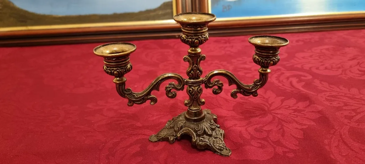 Italian Bronze ArtDeco Detachable 3 Arm Candelabra - Image 2