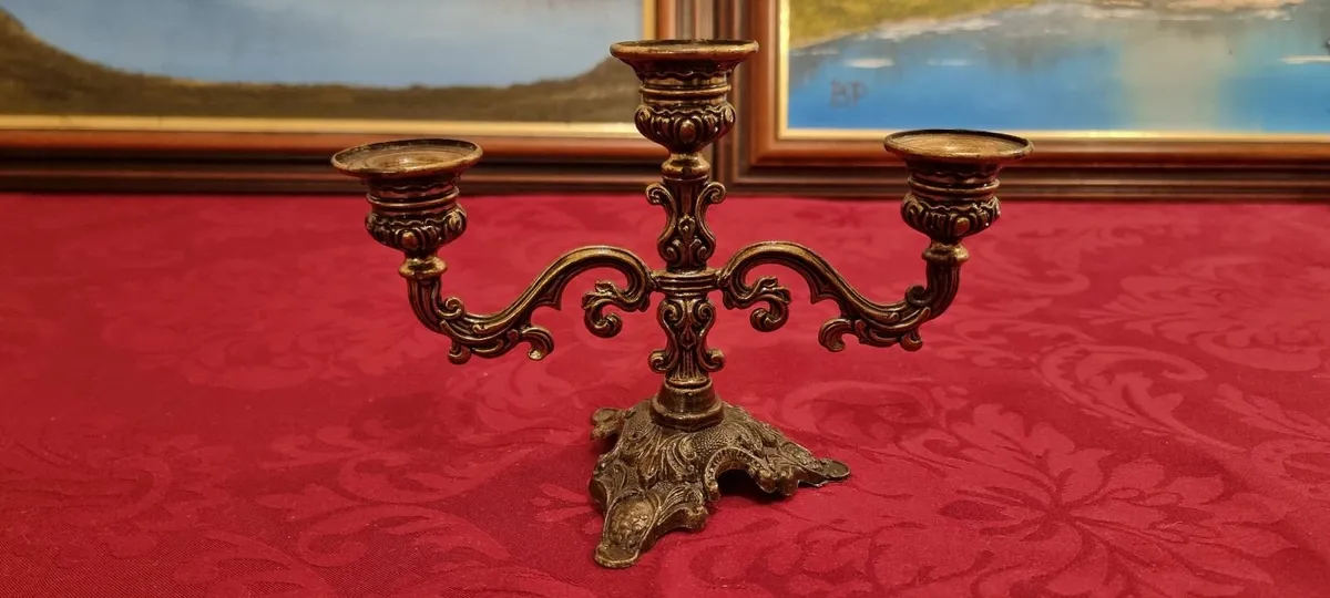 Italian Bronze ArtDeco Detachable 3 Arm Candelabra - Image 3