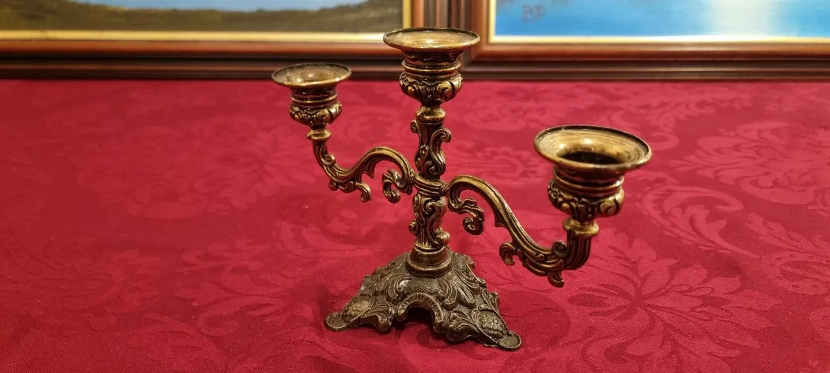 Italian Bronze ArtDeco Detachable 3 Arm Candelabra - Image 4