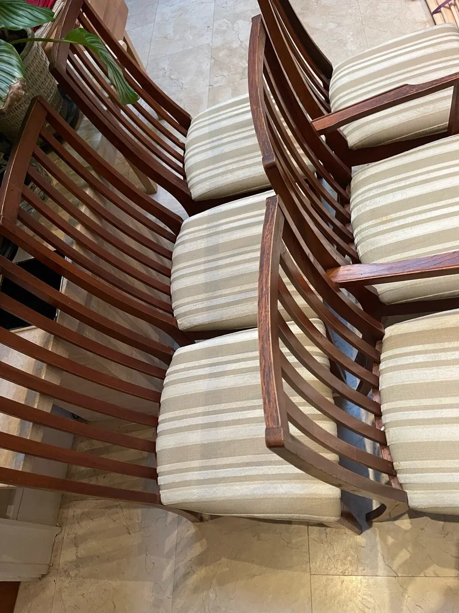 6 x Cream Cherrywood Kitchen Dining Chairs - Image 2