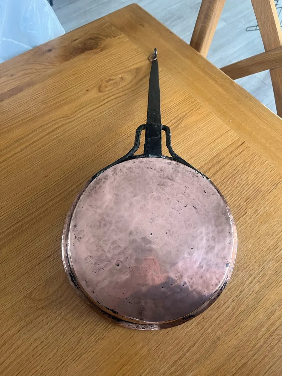 Antique French Copper & Wrought Iron Pan - Image 3