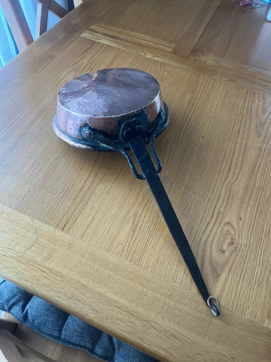 Antique French Copper & Wrought Iron Pan - Image 4