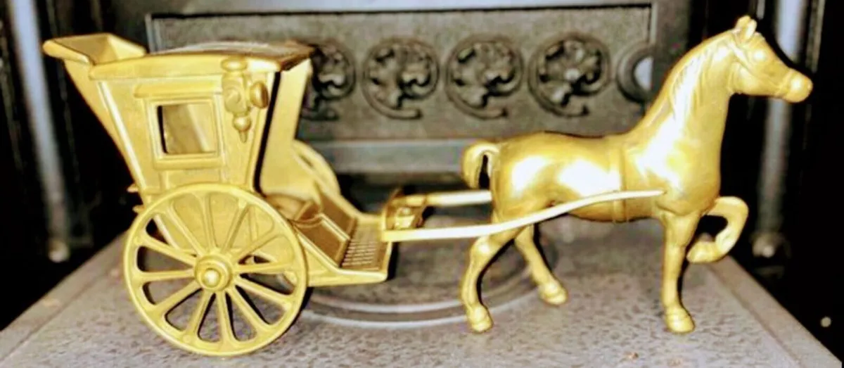 Brass horse and carriage