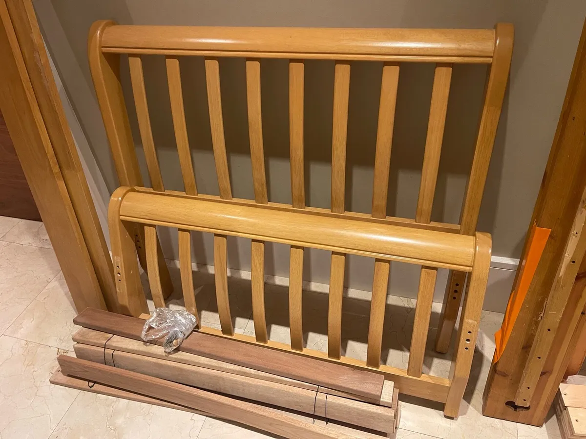 As New - Quality Wooden Single Sleigh Bed Frame - Image 2