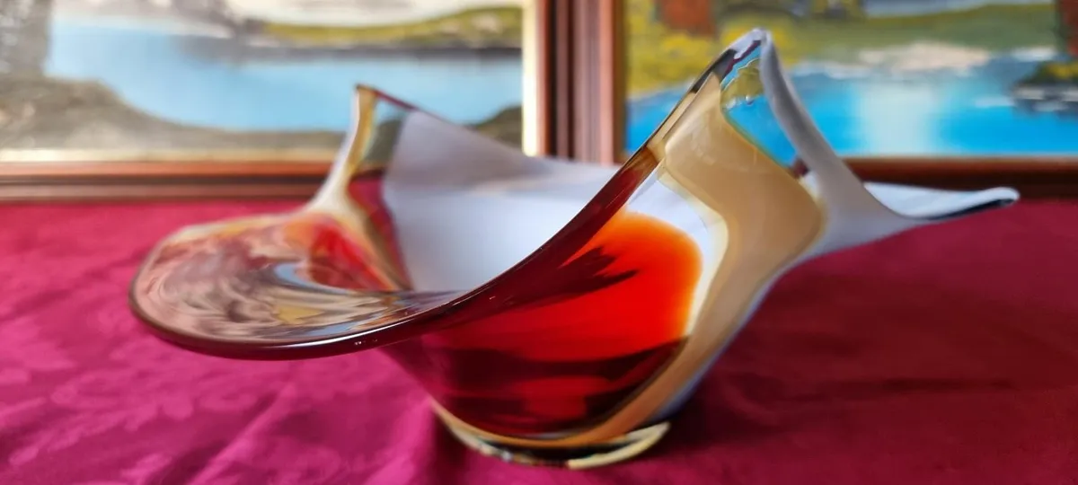 Murano Style Multi Color Art Deco Centerpiece Bowl - Image 2