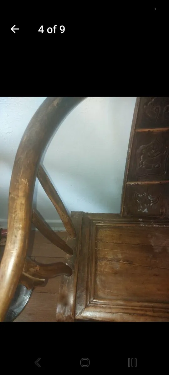 Antique Chinese horseshoe back chair - Image 3