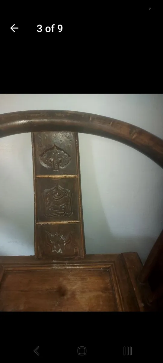 Antique Chinese horseshoe back chair - Image 4