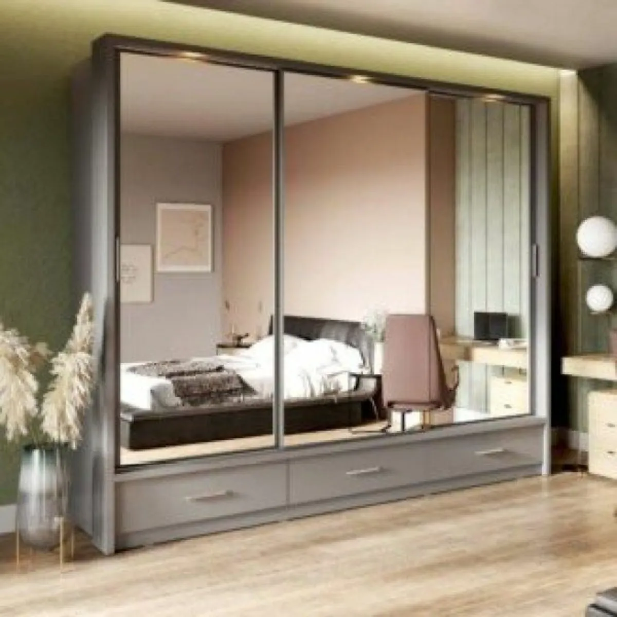 Delta Large Sliderobe 2.5m Grey - Image 1