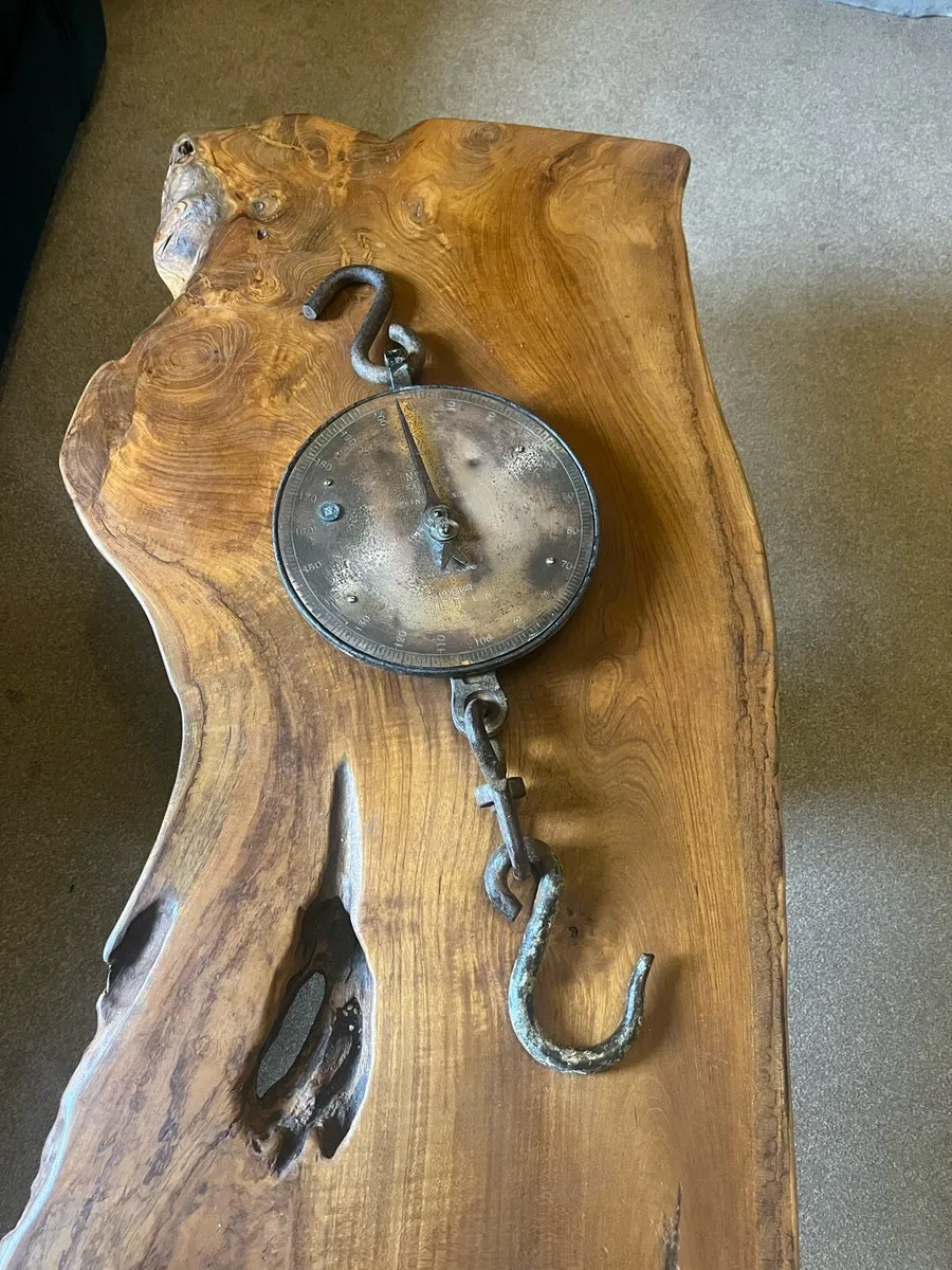 Antique Salter Brass 200lb Hanging Scales - Image 1