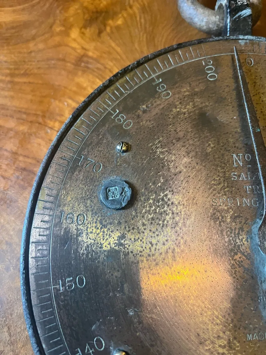 Antique Salter Brass 200lb Hanging Scales - Image 3