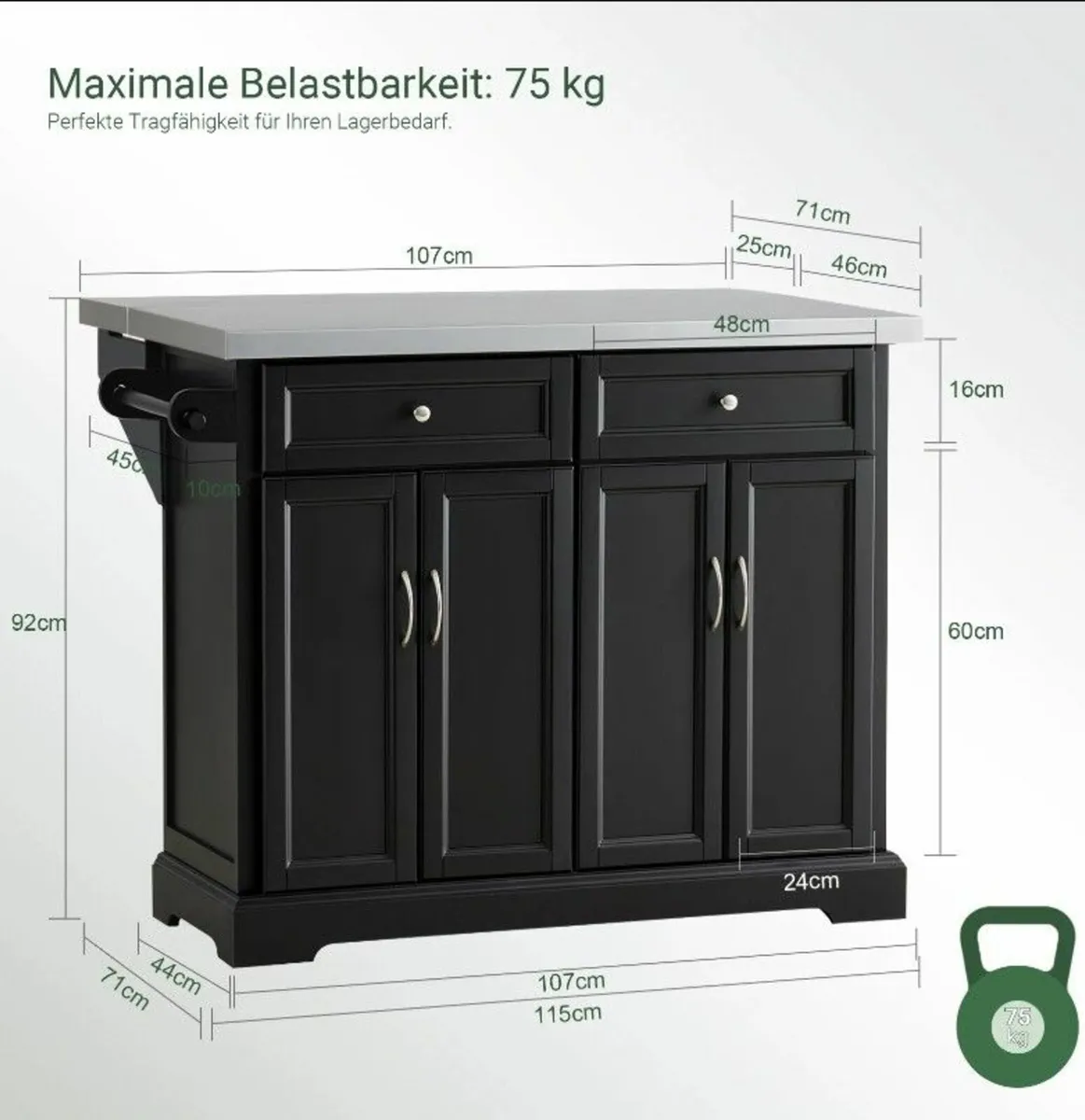 Kitchen island  with expandable work surface - Image 2