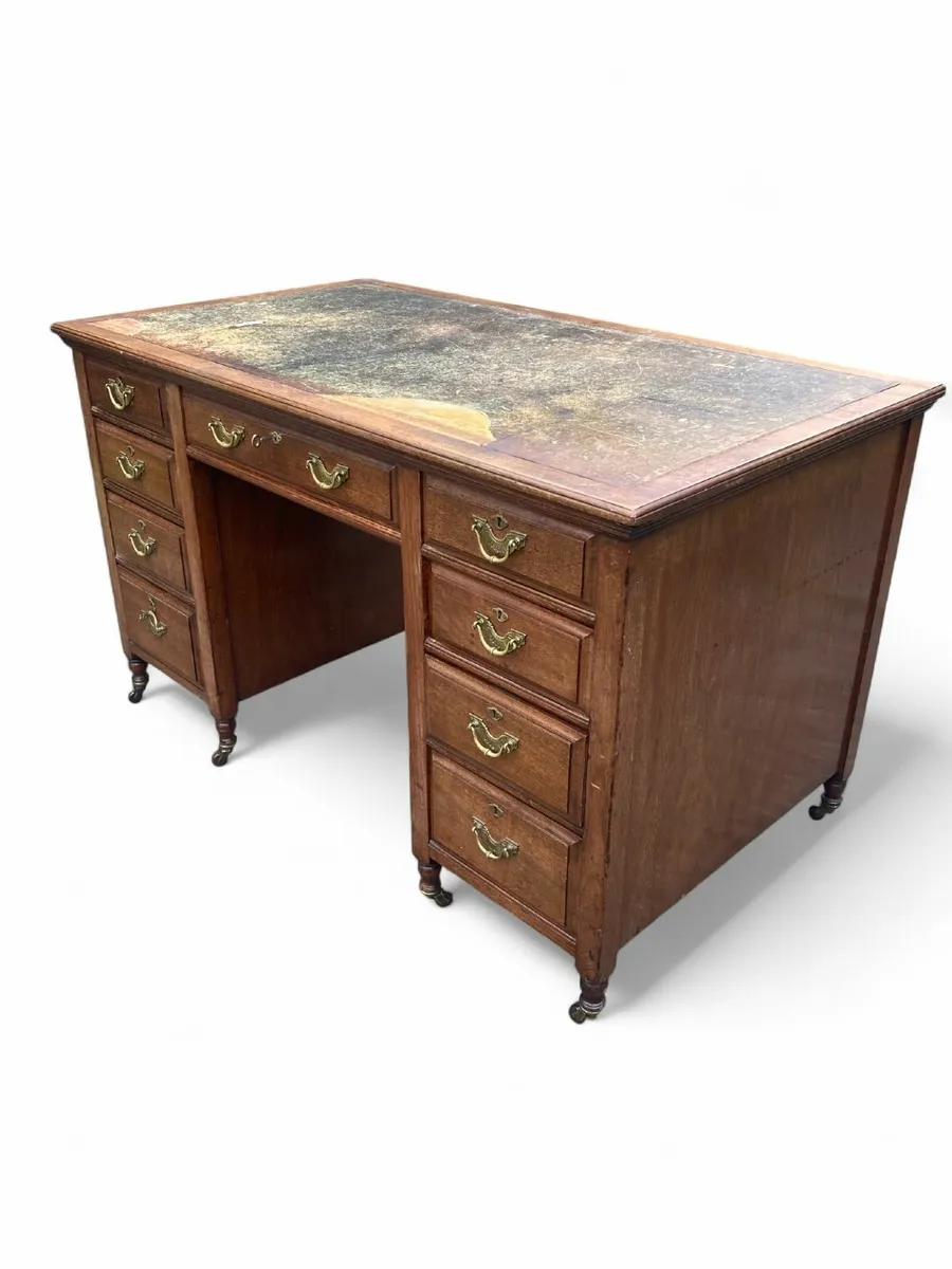 Antique Desk - Knee-hole - Mahogany - Image 3