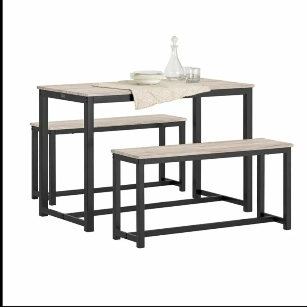 Compact 3-Piece Dining Set Dining table and 2 benc - Image 1