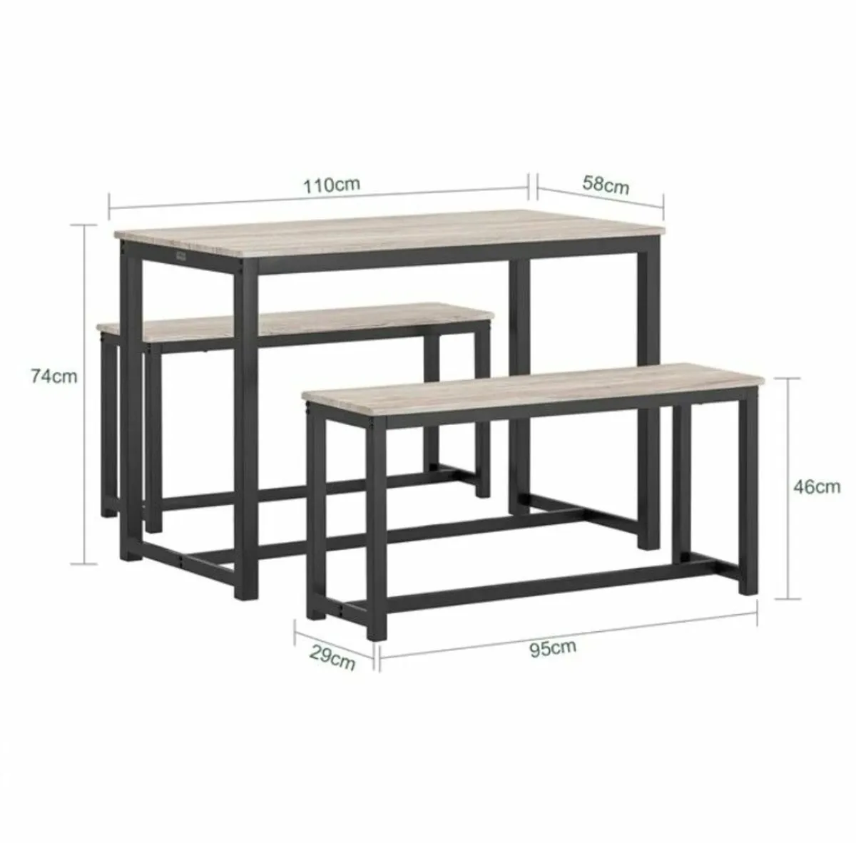 Compact 3-Piece Dining Set Dining table and 2 benc - Image 3