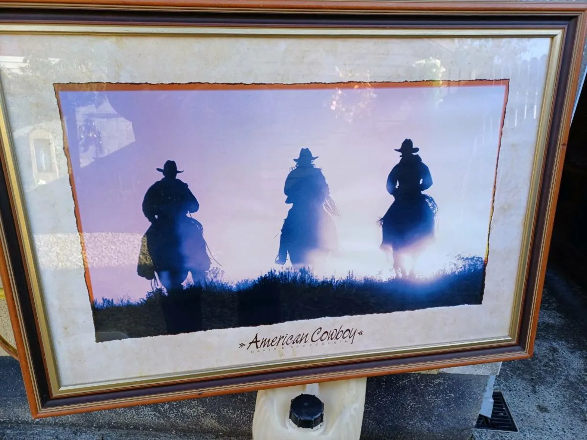 Large Vintage American Cowboy Picture - Image 2