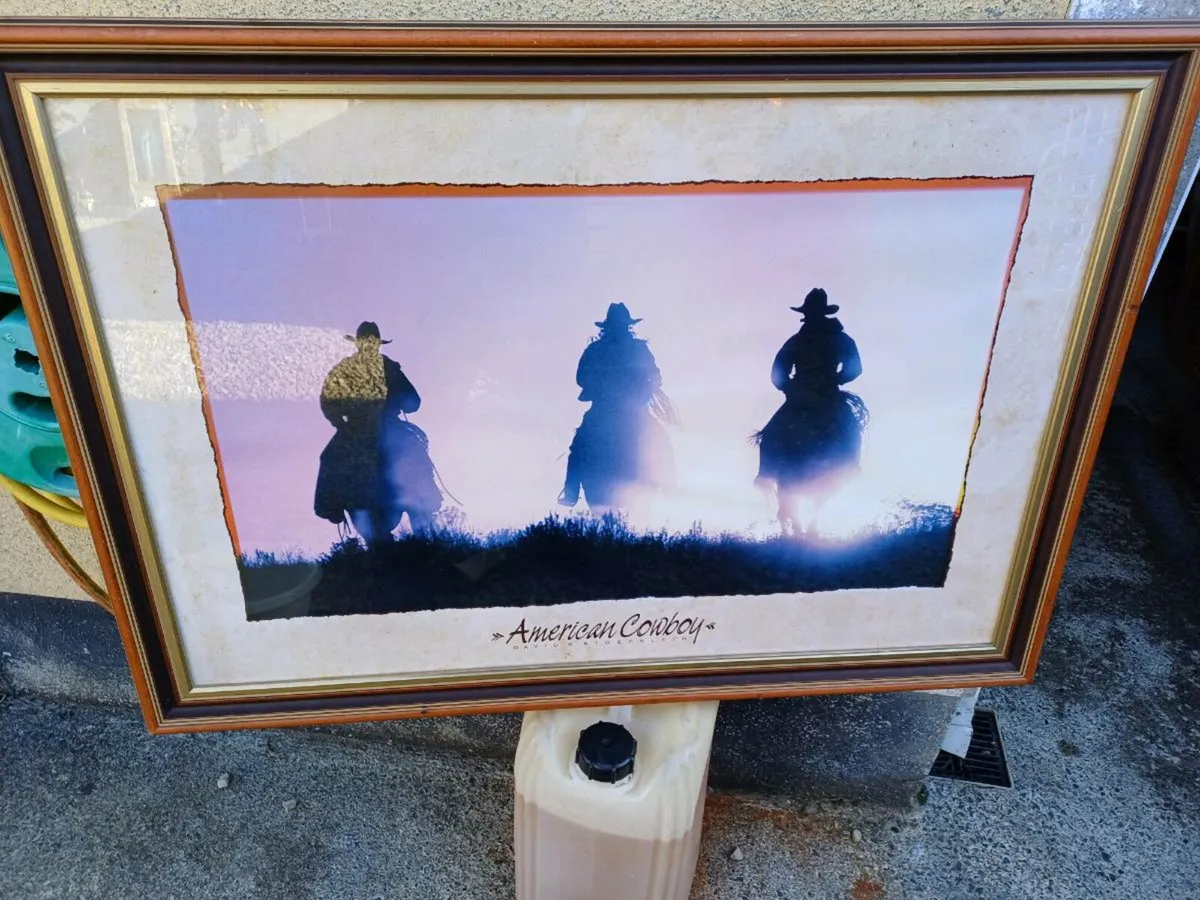 Large Vintage American Cowboy Picture - Image 3