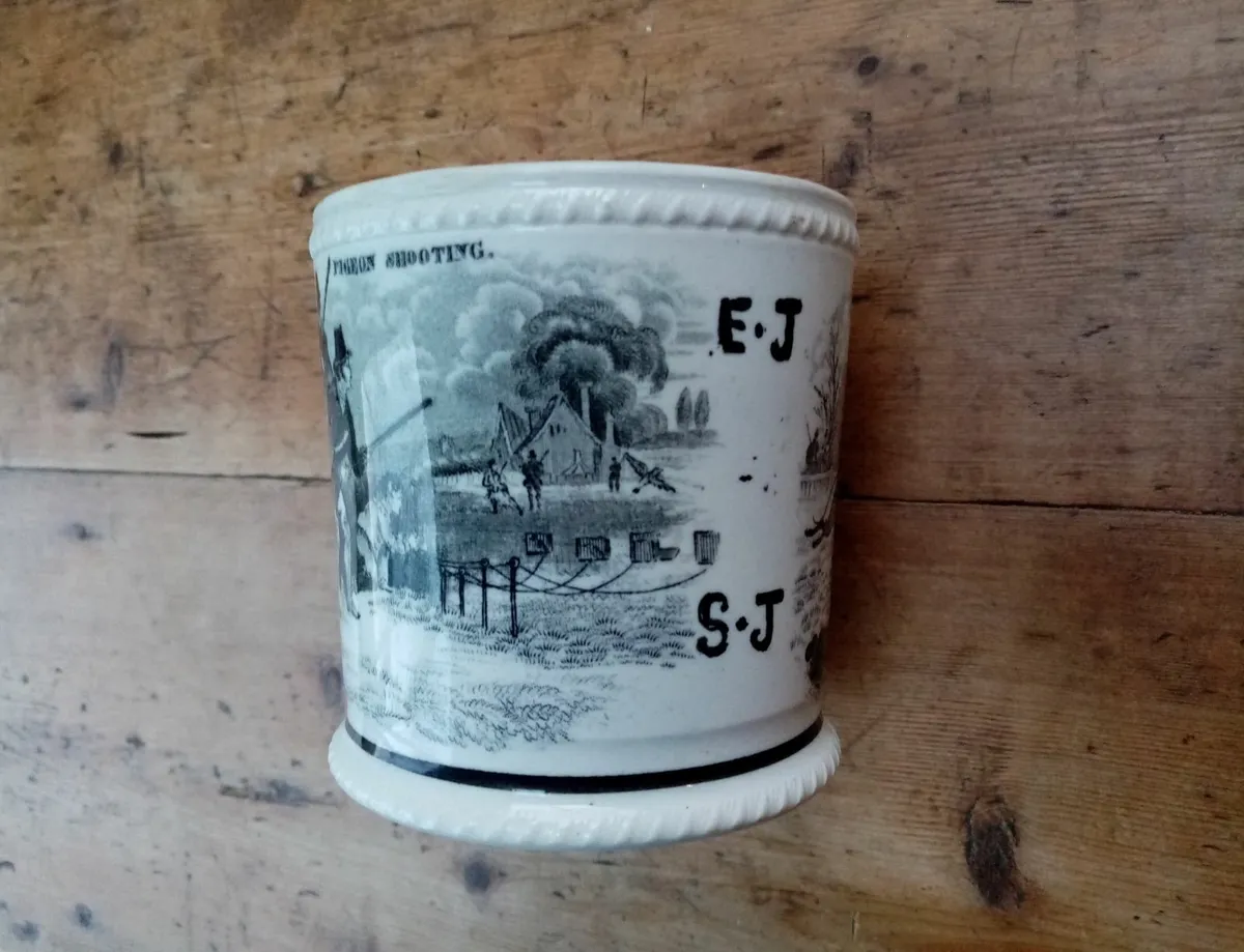Antique Transferware Mug with Country Sports Scene - Image 2