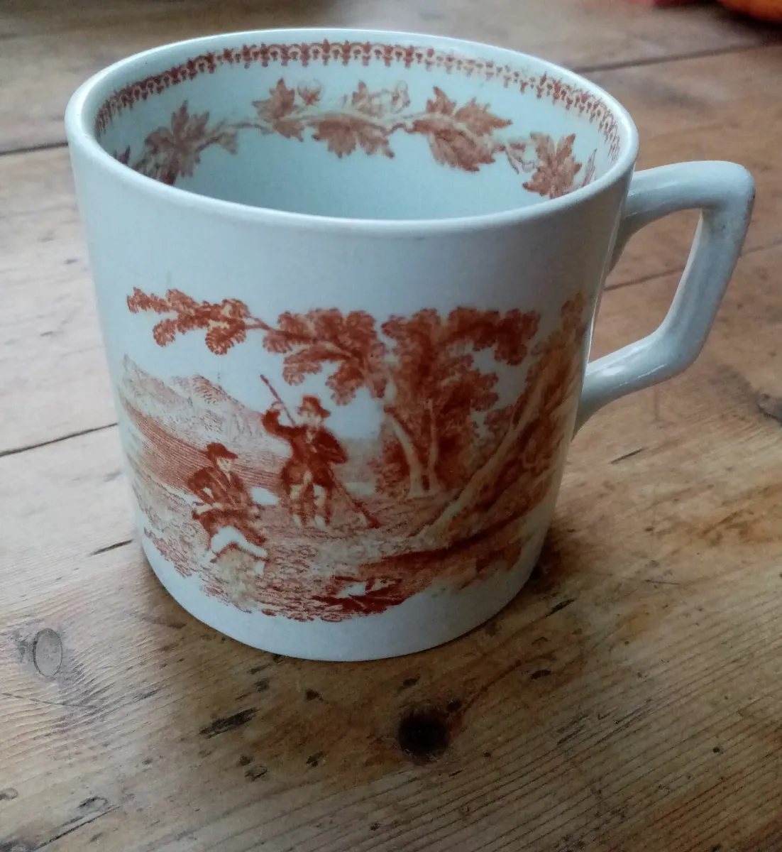 Antique Transferware Mug with Country Sports Scene - Image 3