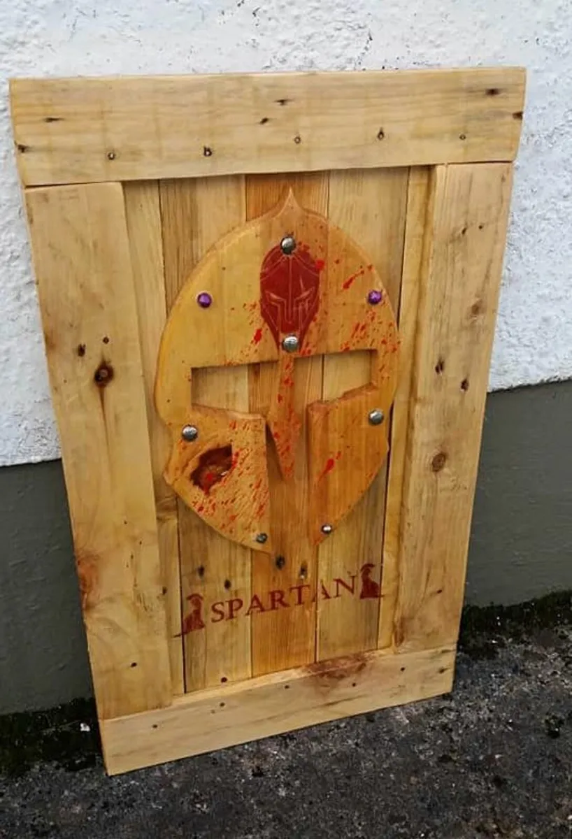 Rustic Spartan Wood Art Helmet - Image 1