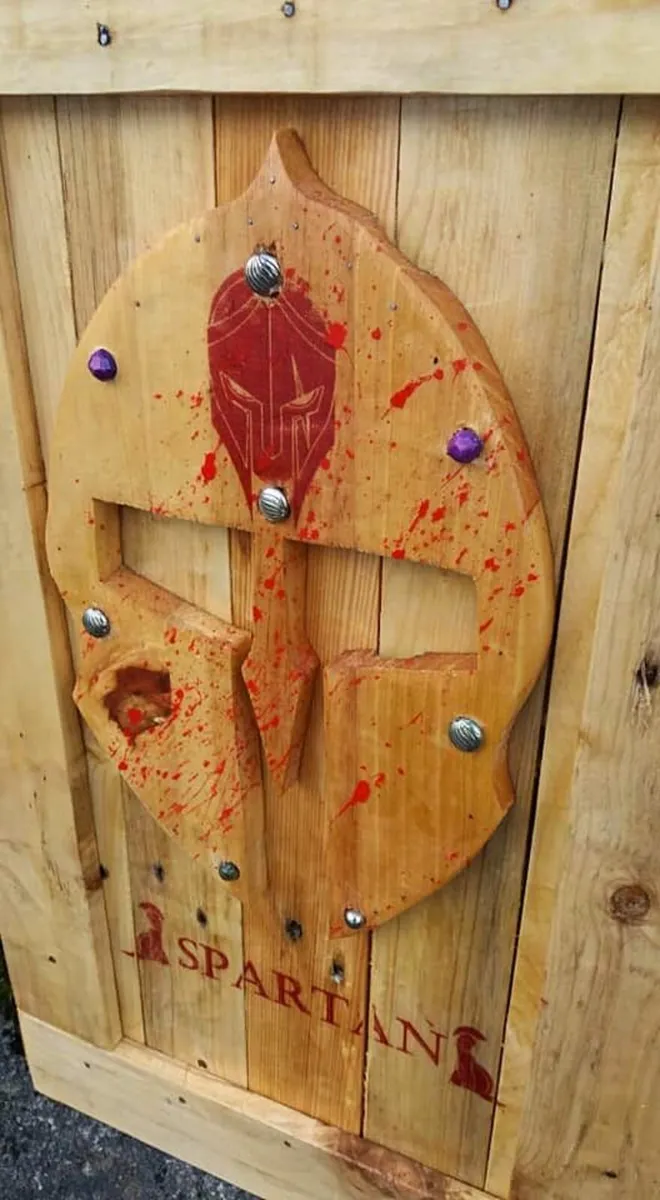 Rustic Spartan Wood Art Helmet - Image 4