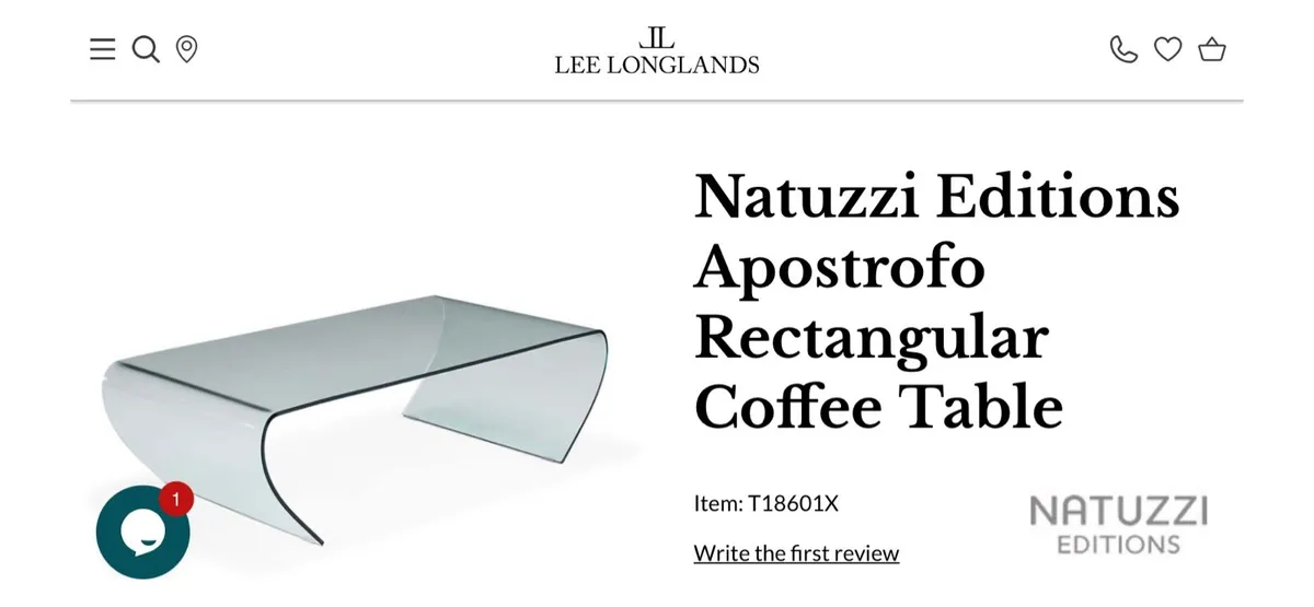 Natuzzi Apostrofo coffee table brand new in box - Image 3