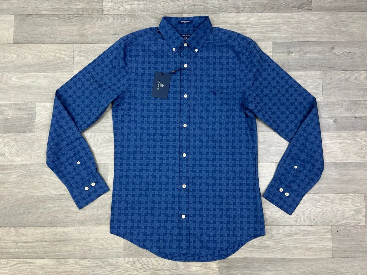 NEW Gant Button Down Patterned Shirt Mens Small - Image 1