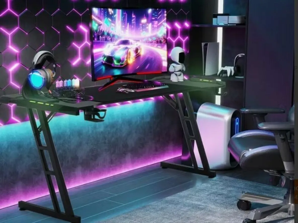 Gaming Desk with LED Lights - Image 1