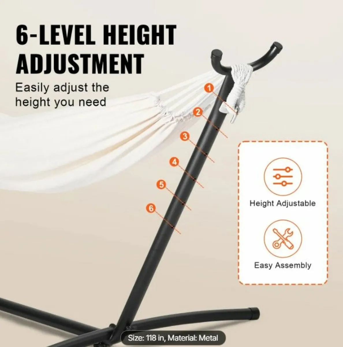 Portable Hammock Stand, 450lbs Capacity Steel Hamm - Image 2