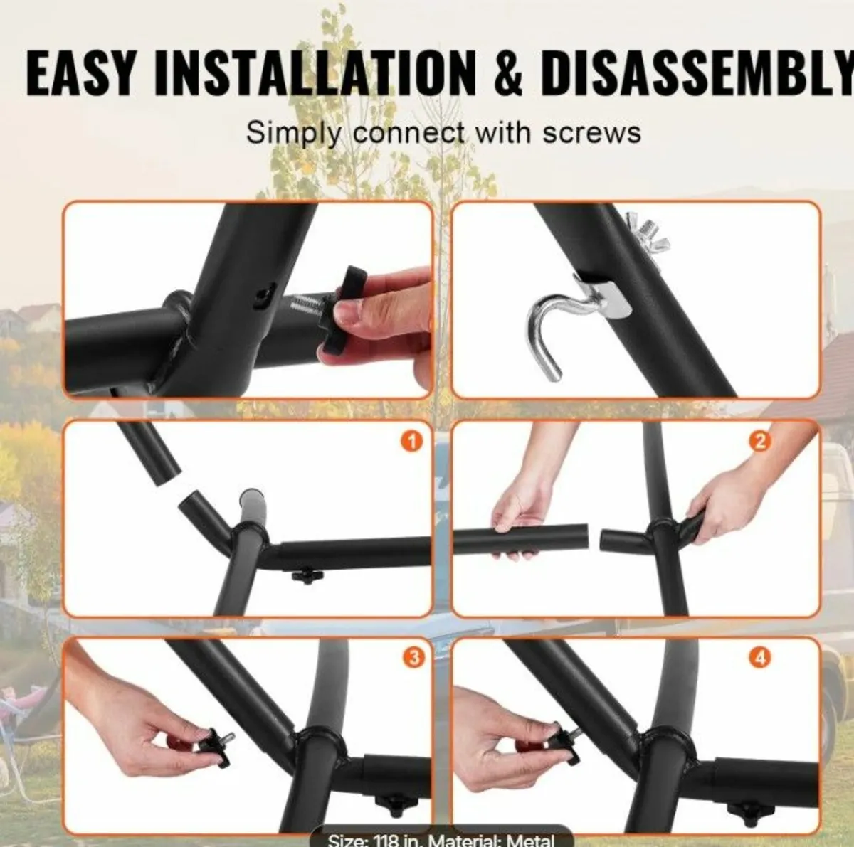 Portable Hammock Stand, 450lbs Capacity Steel Hamm - Image 3