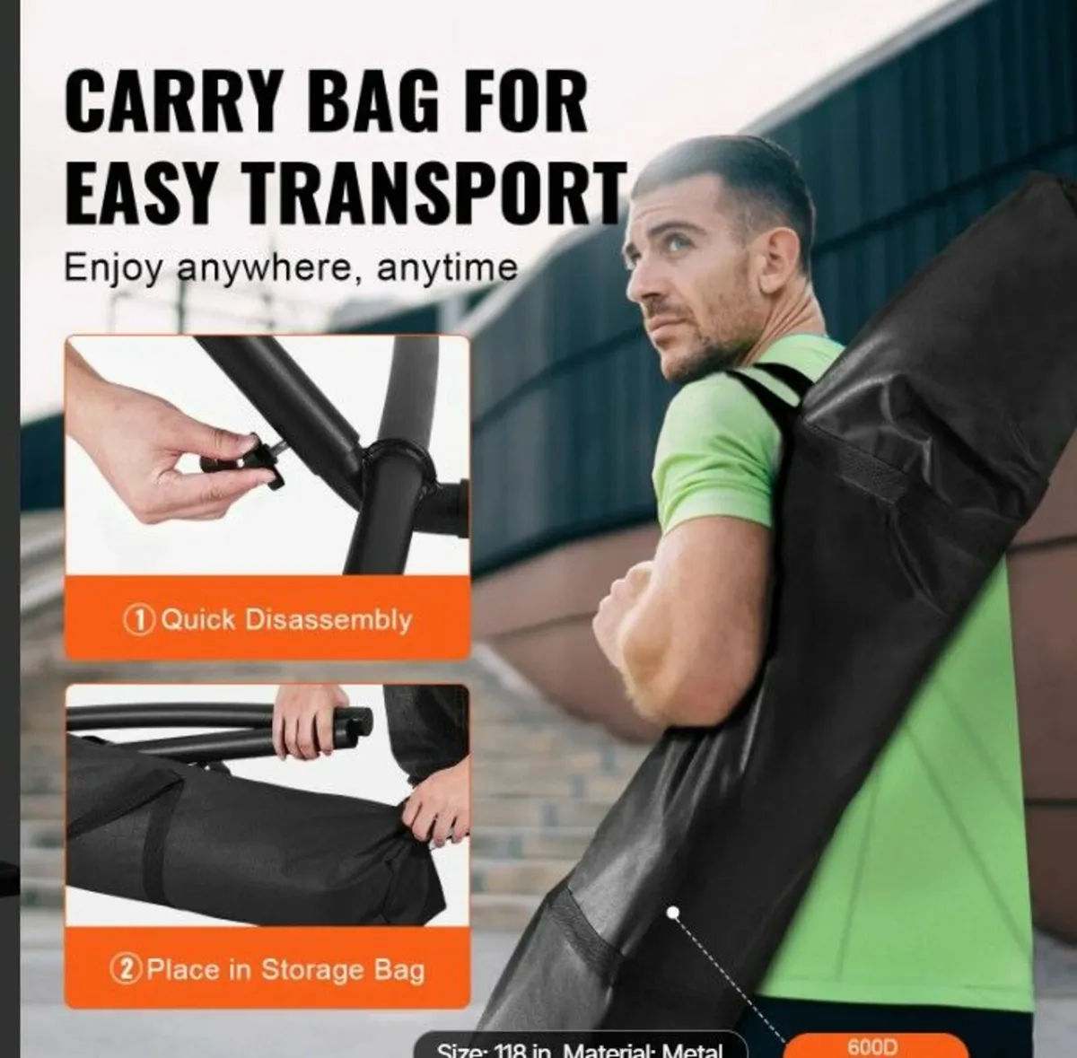 Portable Hammock Stand, 450lbs Capacity Steel Hamm - Image 4