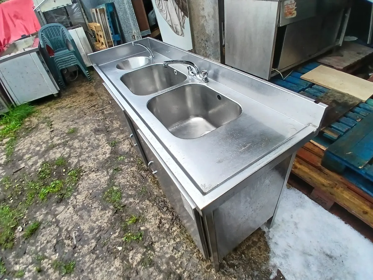 Stainless steel cabbinet double sink unit complete - Image 2