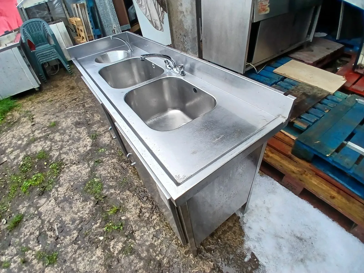 Stainless steel cabbinet double sink unit complete - Image 3