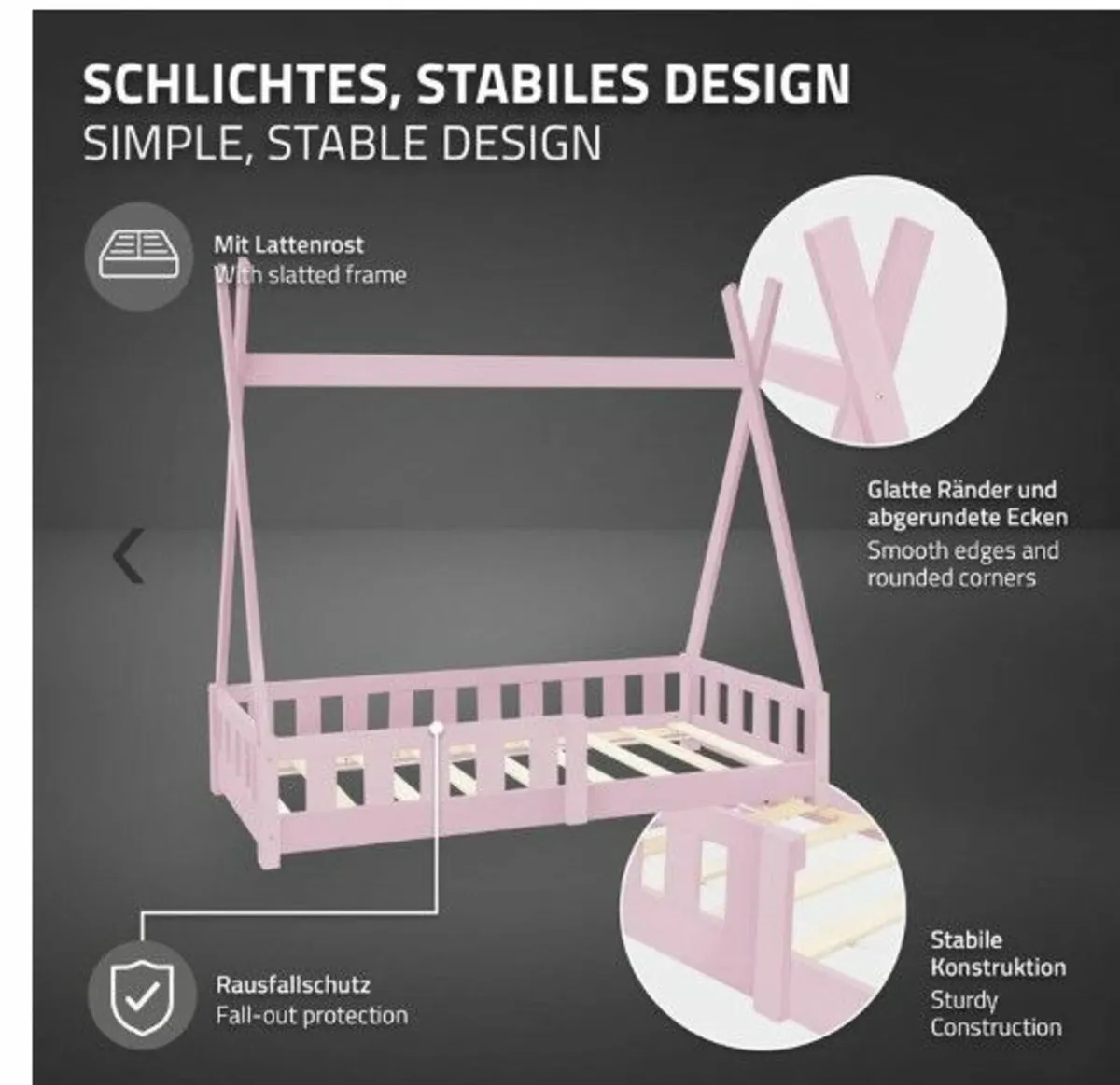 Kid's Tipi bed with mattress - Image 3