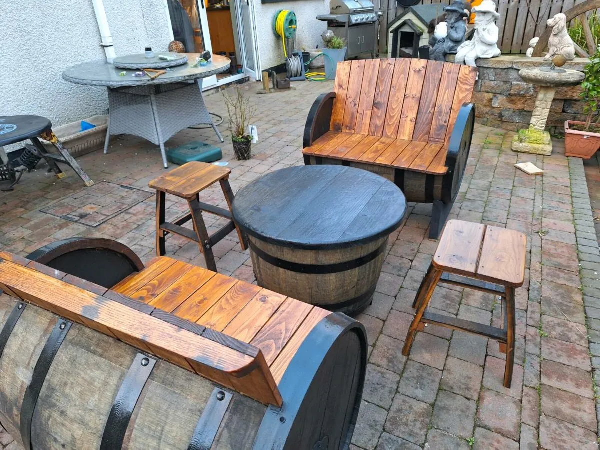 Oak barrel garden furniture for garden patio manca - Image 4