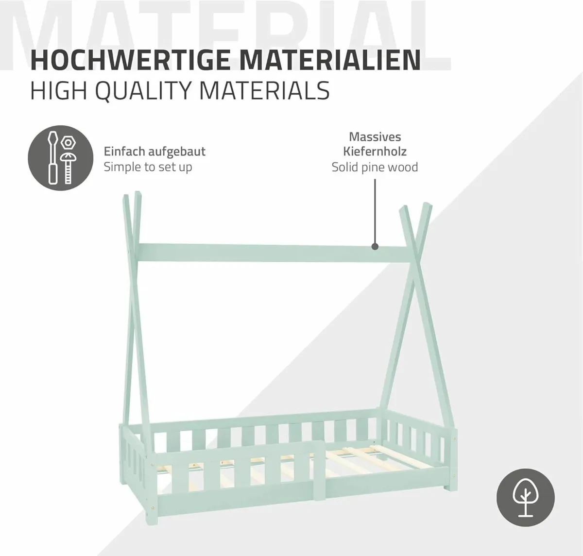 Kid's Tipi bed with mattress - Image 3