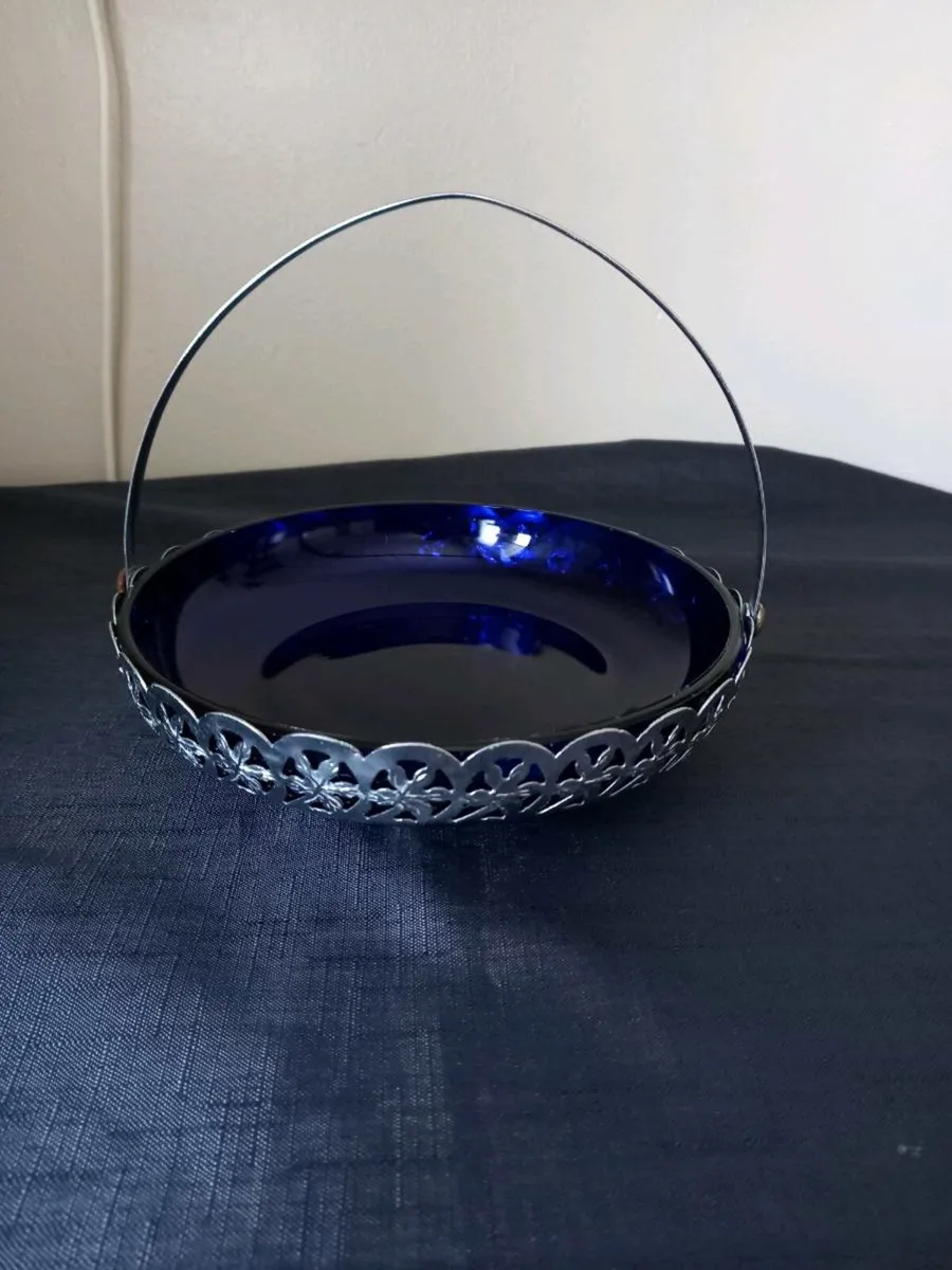 Chrome & Cobalt Blue Dish - Image 1