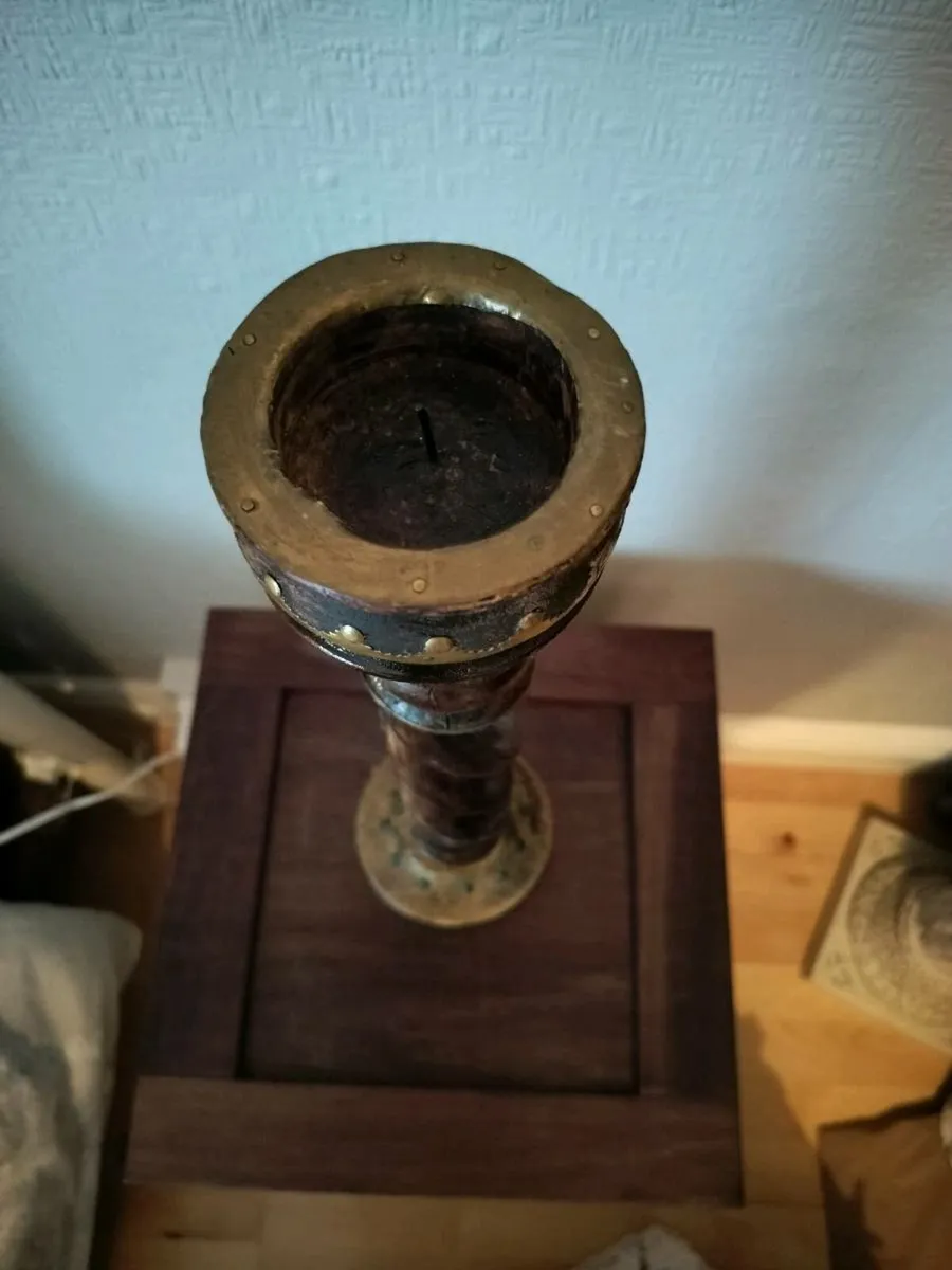 Wood and brass candle holder - Image 3